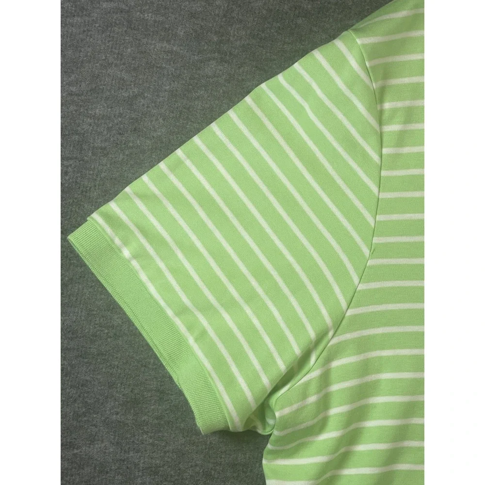 Vintage Polo By Ralph Lauren Pima Interlock Polo Shirt Mens XL Lime Green Stripe